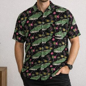 Review by Baxter Retro Rockabilly Classic Car Print Shirt Size M